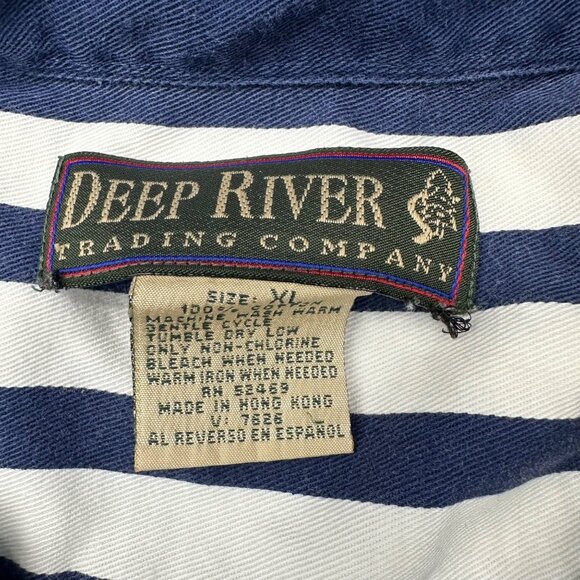 Vintage Striped Mens Shirt 1990s Deep River Hong Kong XL Maroon Forest Green - Picture 4 of 8